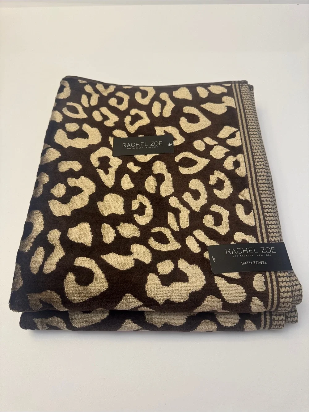6pc RACHEL ZOE Cheetah Leopard Animal Print Bath Towel Set - Cotton/Viscose